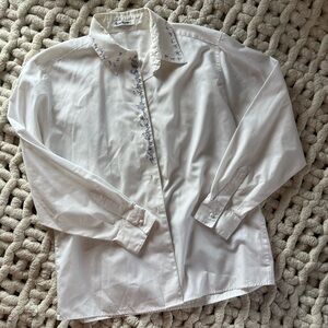 Womens White Dress Shirt with Embroidered Details